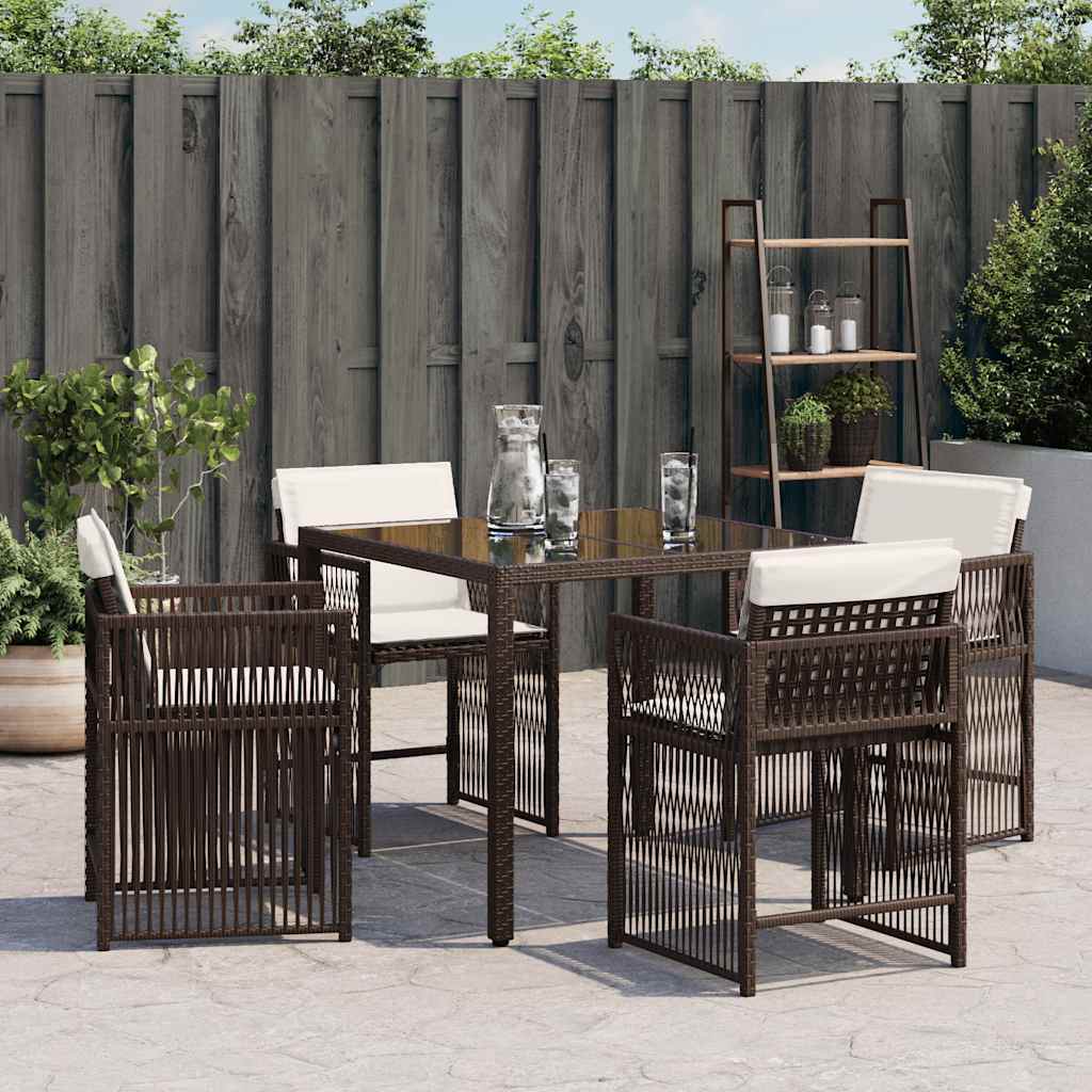 Sedie da Giardino con Cuscini 4 pz Marroni in Polyrattan 365037