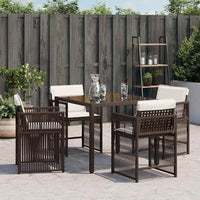Sedie da Giardino con Cuscini 4 pz Marroni in Polyrattan 365037