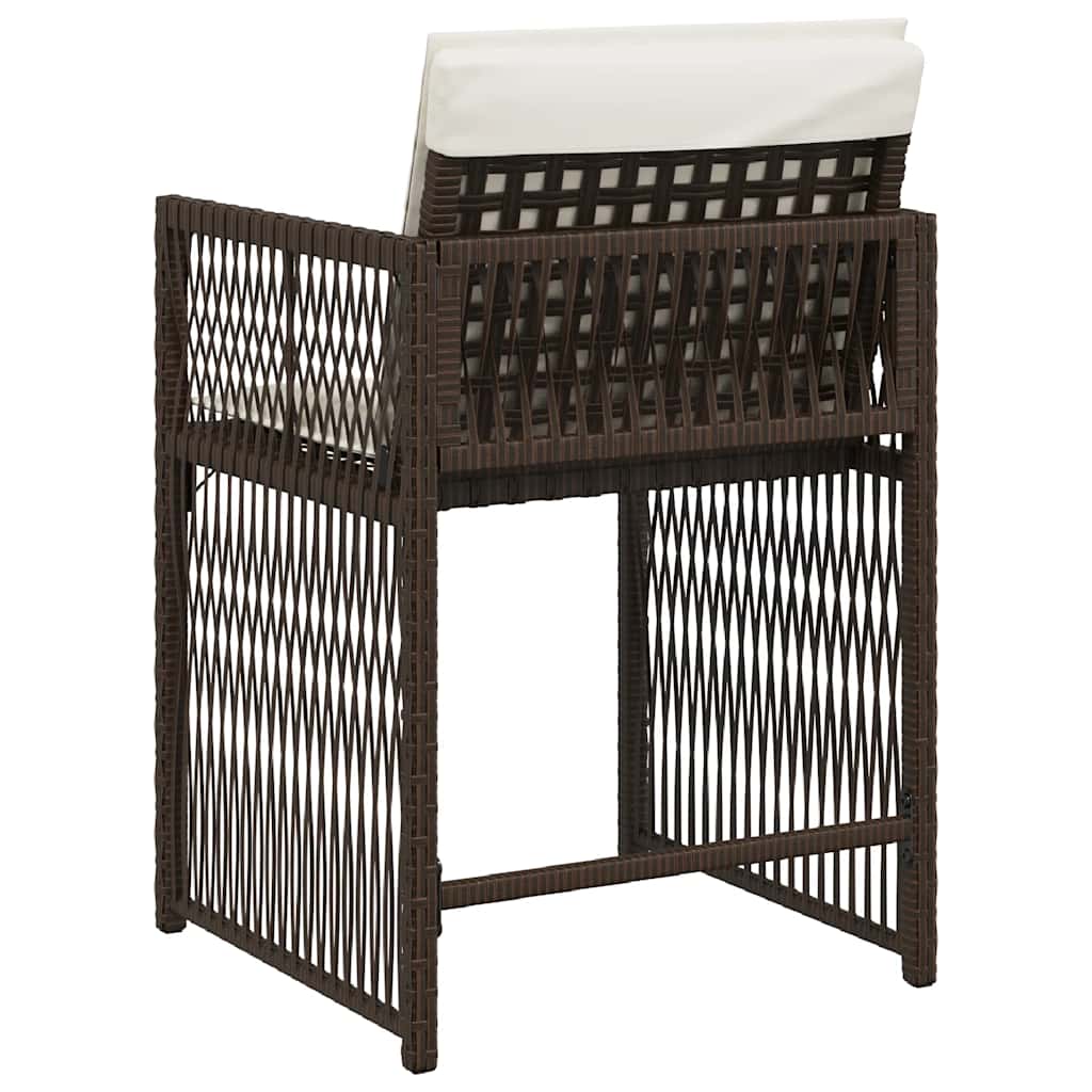 Sedie da Giardino con Cuscini 4 pz Marroni in Polyrattan 365037