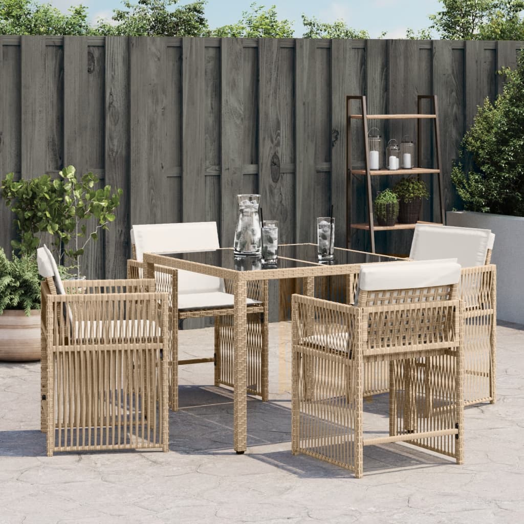 Sedie da Giardino con Cuscini 4 pz Beige in Polyrattan 365038