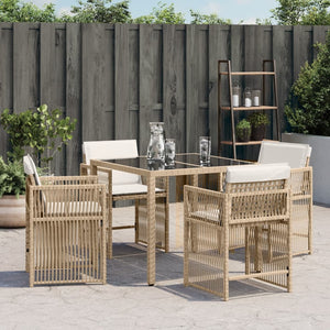 Sedie da Giardino con Cuscini 4 pz Beige in Polyrattan 365038