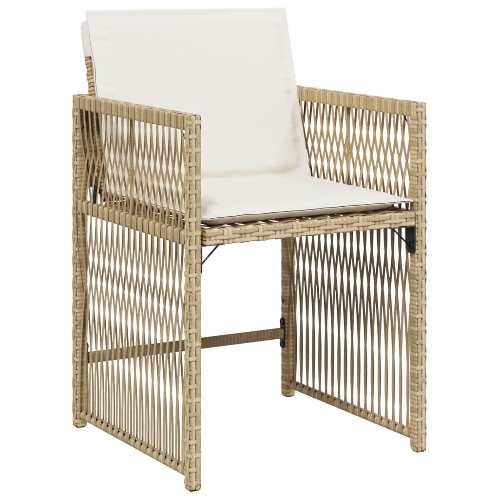 Sedie da Giardino con Cuscini 4 pz Beige in Polyrattan 365038