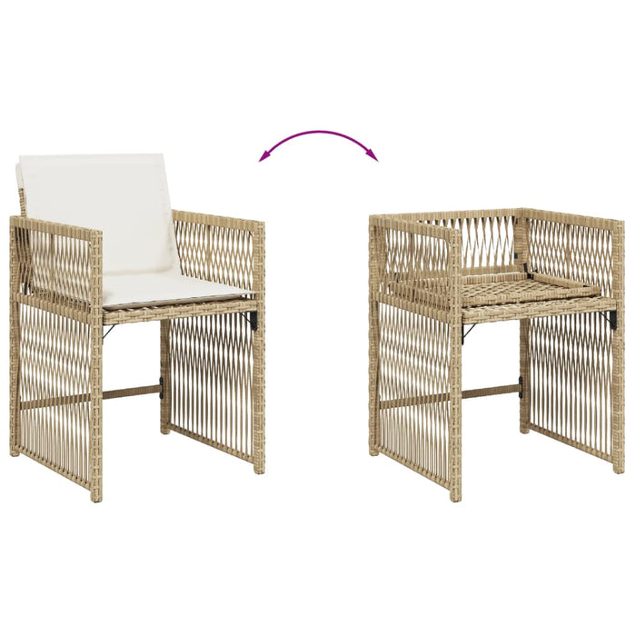 Sedie da Giardino con Cuscini 4 pz Beige in Polyrattan 365038