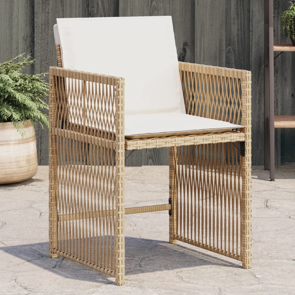 Sedie da Giardino con Cuscini 4 pz Beige in Polyrattan 365038