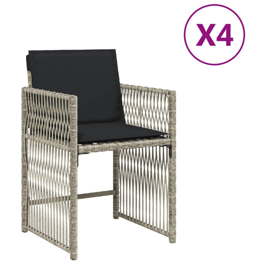 Sedie da Giardino con Cuscini 4 pz Grigio Chiaro in Polyrattan 365039