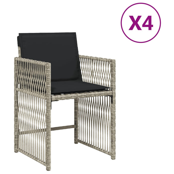 Sedie da Giardino con Cuscini 4 pz Grigio Chiaro in Polyrattan 365039