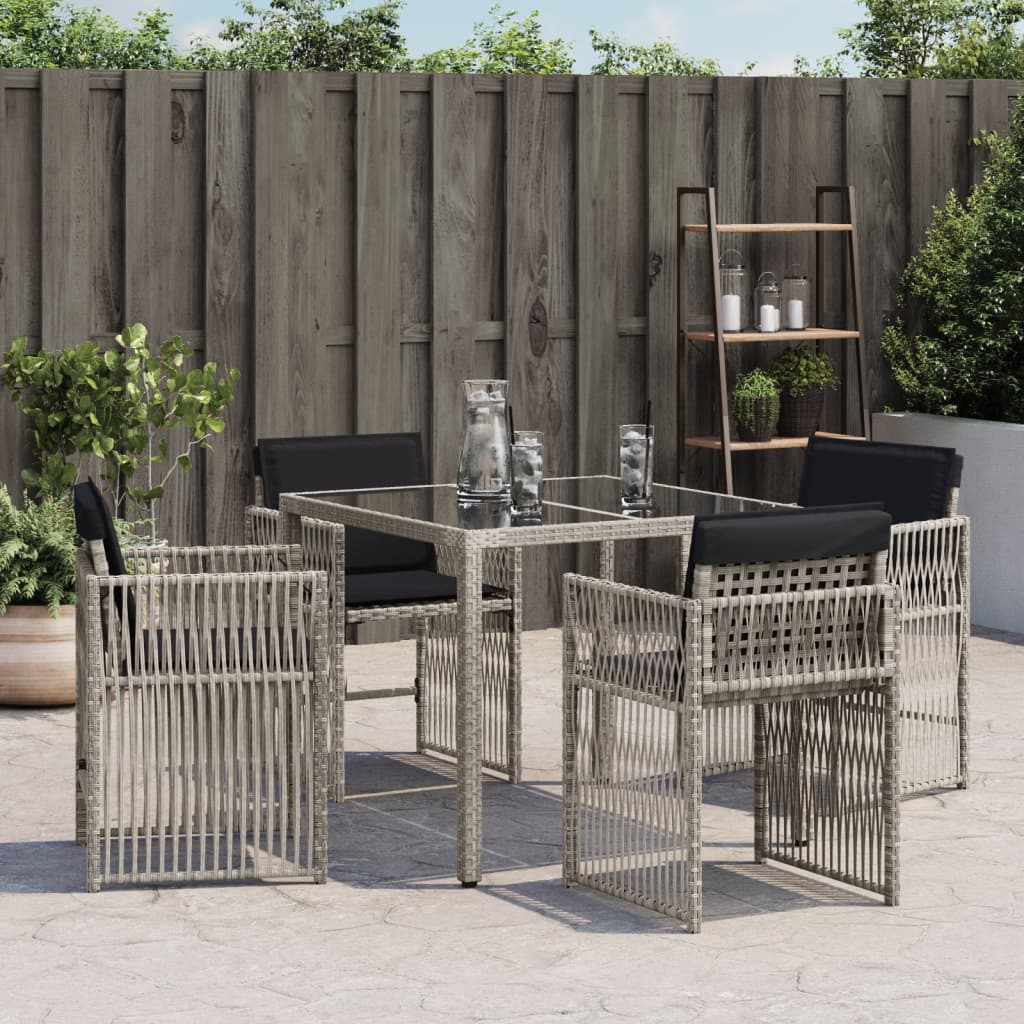 Sedie da Giardino con Cuscini 4 pz Grigio Chiaro in Polyrattan 365039