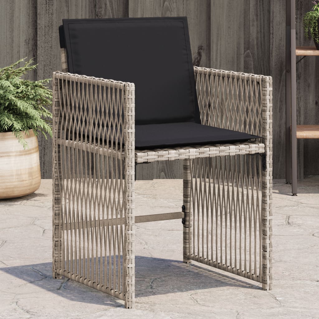 Sedie da Giardino con Cuscini 4 pz Grigio Chiaro in Polyrattan 365039