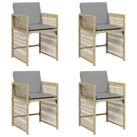 Sedie da Giardino con Cuscini 4 pz Beige Misto in Polyrattan 365040