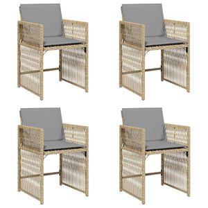 Sedie da Giardino con Cuscini 4 pz Beige Misto in Polyrattan 365040