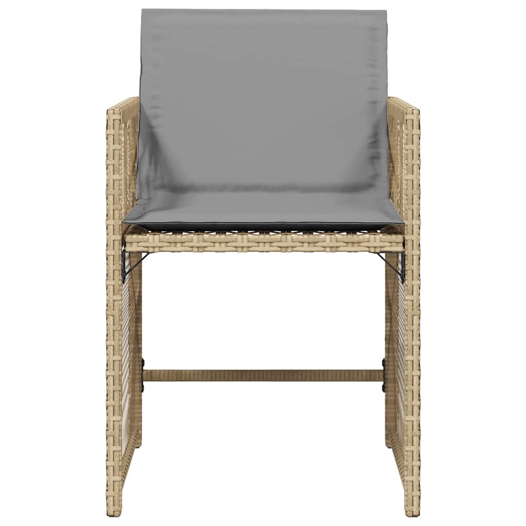 Sedie da Giardino con Cuscini 4 pz Beige Misto in Polyrattan