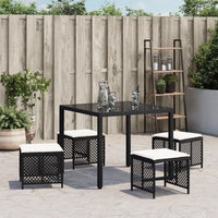 vidaXL Sgabelli da Giardino con Cuscini 4pz Neri 41x41x36cm Polyrattan