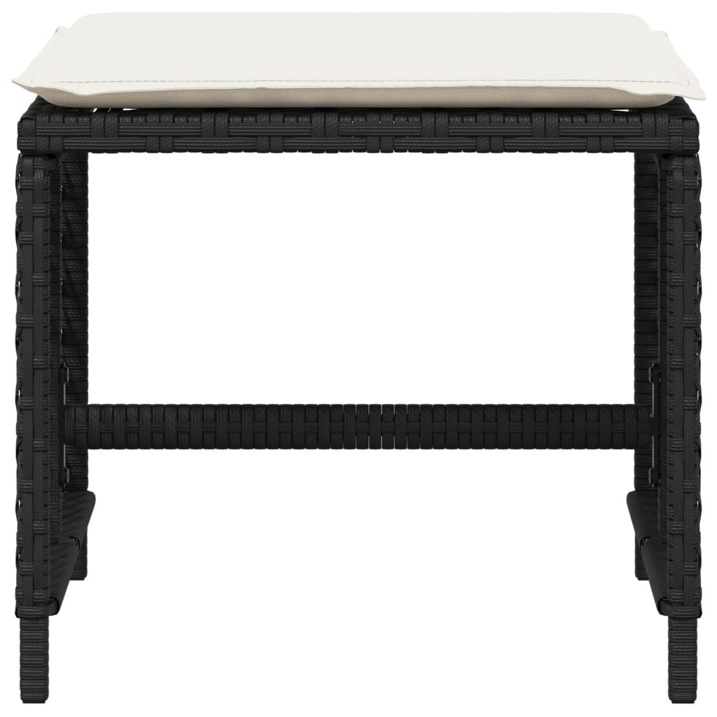 Sgabelli da Giardino con Cuscini 4pz Neri 41x41x36cm Polyrattan 365048