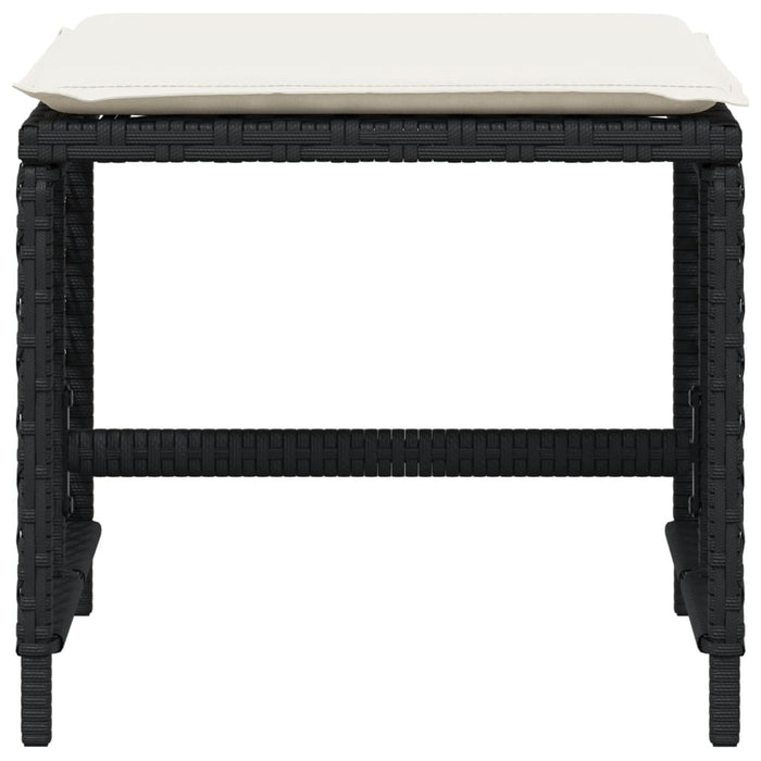 vidaXL Sgabelli da Giardino con Cuscini 4pz Neri 41x41x36cm Polyrattan