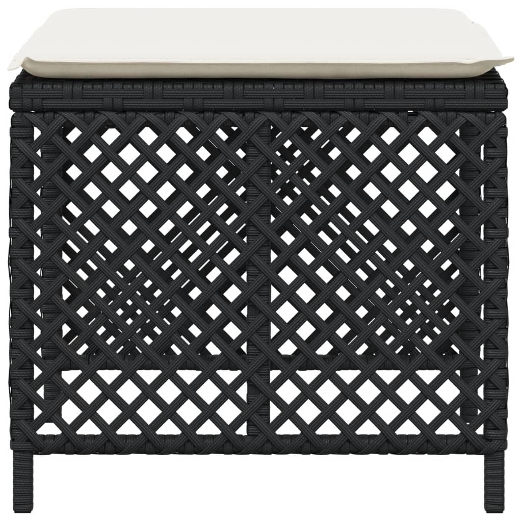 vidaXL Sgabelli da Giardino con Cuscini 4pz Neri 41x41x36cm Polyrattan