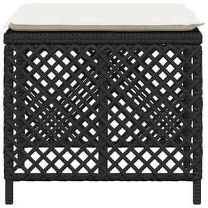 vidaXL Sgabelli da Giardino con Cuscini 4pz Neri 41x41x36cm Polyrattan