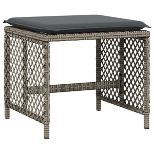 Sgabelli Giardino con Cuscini 4pz Grigi 41x41x36cm Polyrattan