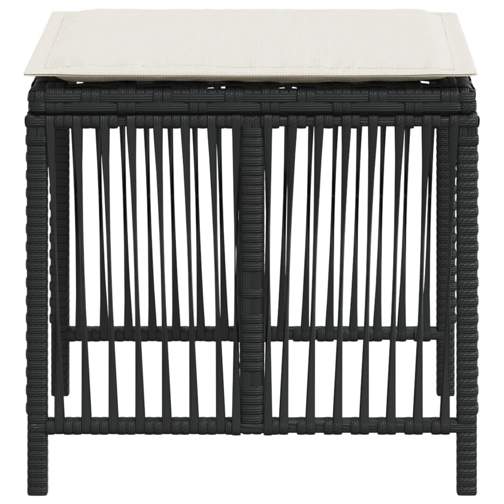 vidaXL Sgabelli da Giardino con Cuscini 4pz Neri 41x41x36cm Polyrattan