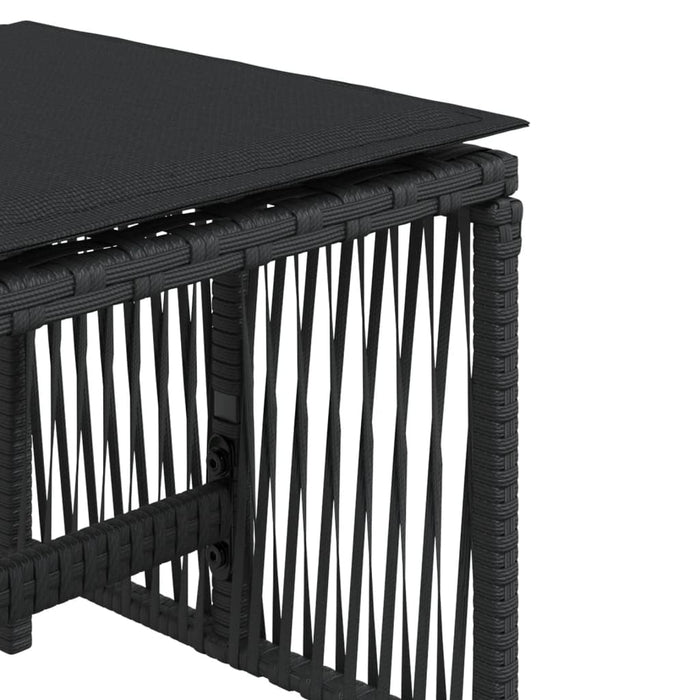 Sgabelli da Giardino con Cuscini 4pz Neri 41x41x36cm Polyrattan