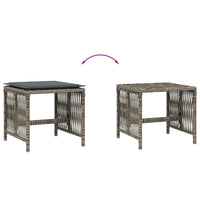 vidaXL Sgabelli Giardino con Cuscini 4pz Grigi 41x41x36cm Polyrattan