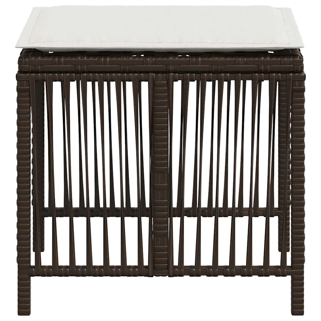 Sgabelli Giardino con Cuscini 4pz Marroni 41x41x36cm Polyrattan 365058