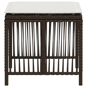 Sgabelli Giardino con Cuscini 4pz Marroni 41x41x36cm Polyrattan 365058
