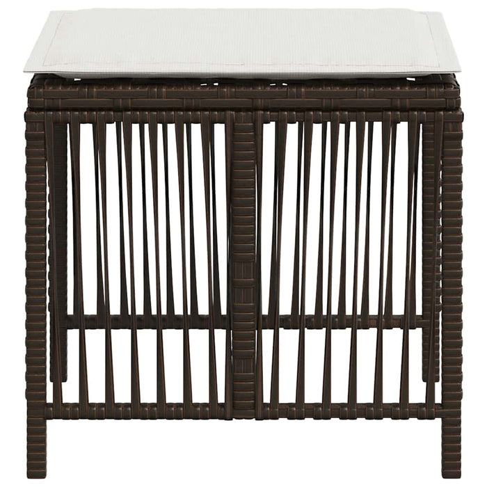 Sgabelli Giardino con Cuscini 4pz Marroni 41x41x36cm Polyrattan 365058