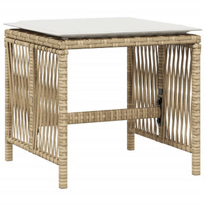 Sgabelli Giardino con Cuscini 4pz Beige 41x41x36cm Polyrattan
