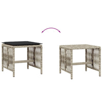 vidaXL Sgabelli Giardino Cuscini 4pz Grigio Chiaro 41x41x36 Polyrattan