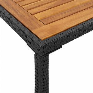 Tavolo Giardino Piano Legno Acacia Nero 115x54x74cm Polyrattan 365077
