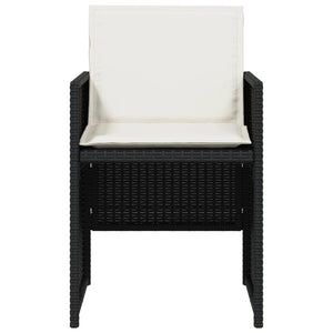 Set da Pranzo da Giardino 5 pz Nero con Cuscini in Polyrattan 365080