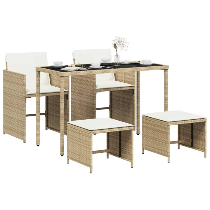 Set da Pranzo da Giardino 5 pz con Cuscini Beige in Polyrattancod mxl 92410