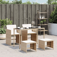 Set da Pranzo da Giardino 5 pz con Cuscini Beige in Polyrattancod mxl 92410