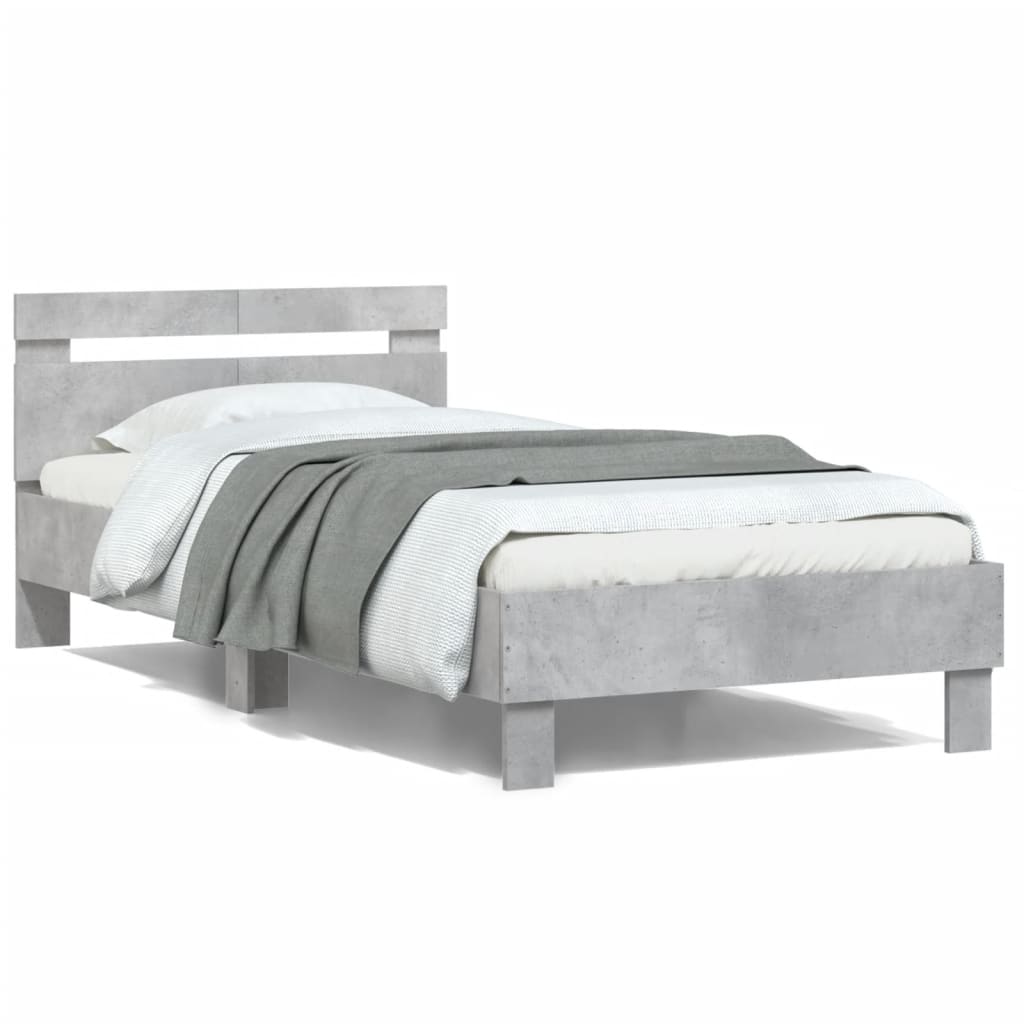 Giroletto Testiera-Struttura Letto Grigio Cemento 100x200 cm Legno Multistrato 169198