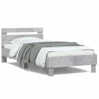 Giroletto Testiera-Struttura Letto Grigio Cemento 100x200 cm Legno Multistrato 169198