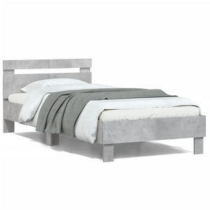 Giroletto Testiera-Struttura Letto Grigio Cemento 100x200 cm Legno Multistrato 169198
