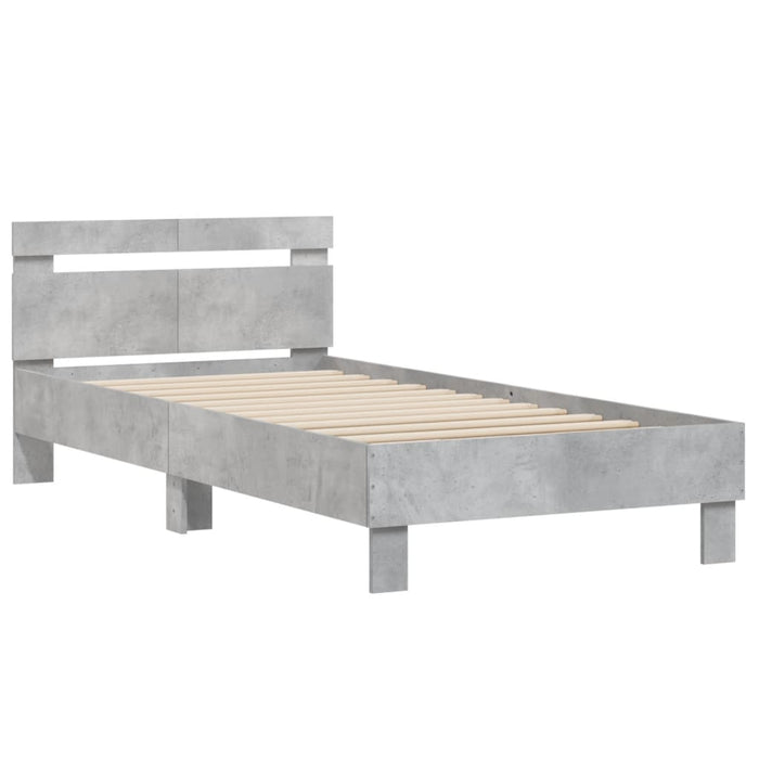 Giroletto Testiera-Struttura Letto Grigio Cemento 100x200 cm Legno Multistrato 169198