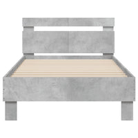 Giroletto Testiera-Struttura Letto Grigio Cemento 100x200 cm Legno Multistrato 169198
