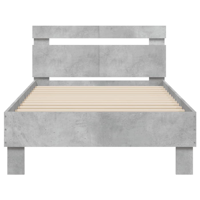 Giroletto Testiera-Struttura Letto Grigio Cemento 100x200 cm Legno Multistrato 169198
