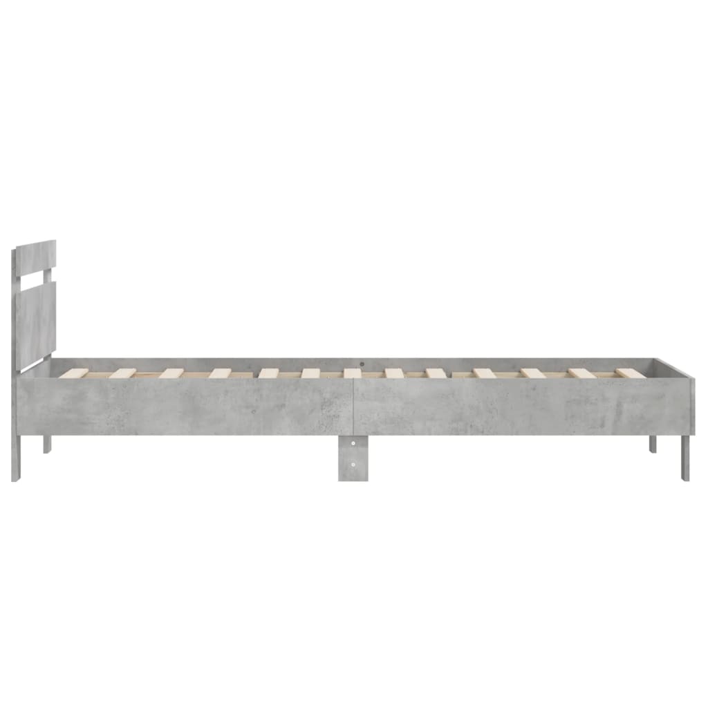 Giroletto Testiera-Struttura Letto Grigio Cemento 100x200 cm Legno Multistrato 169198