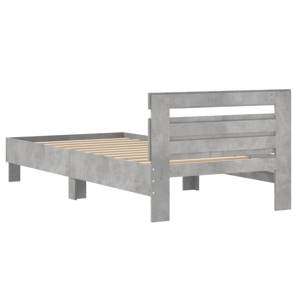 Giroletto Testiera-Struttura Letto Grigio Cemento 100x200 cm Legno Multistrato 169198