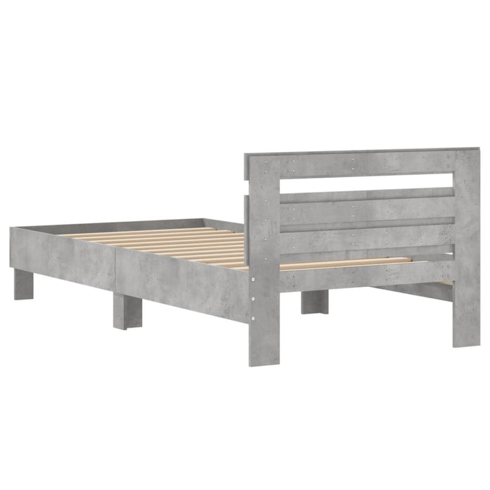 Giroletto Testiera-Struttura Letto Grigio Cemento 100x200 cm Legno Multistrato 169198