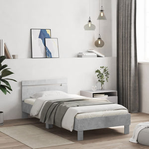 Giroletto Testiera-Struttura Letto Grigio Cemento 100x200 cm Legno Multistrato 169198
