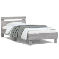 Giroletto Testiera-Struttura Letto Grigio Sonoma 100x200 cm Legno Multistrato 410828