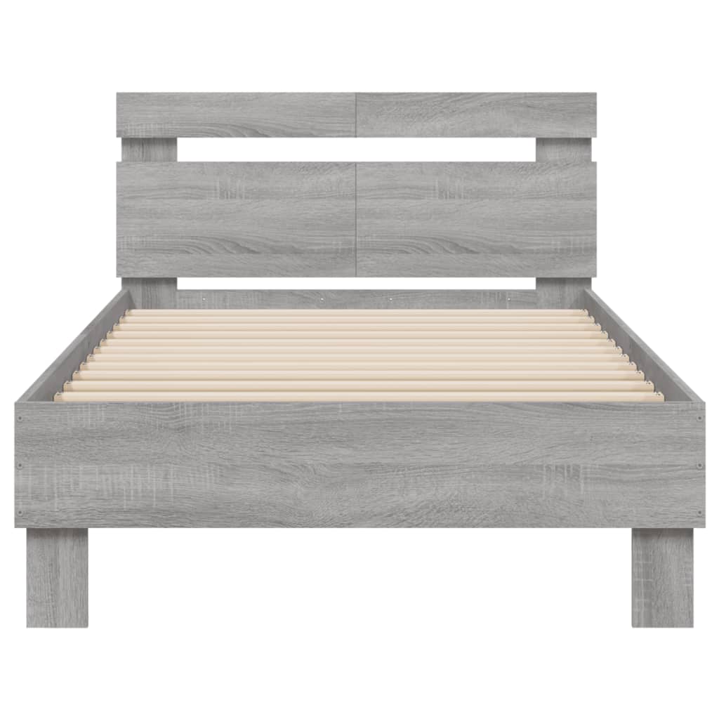 Giroletto Testiera-Struttura Letto Grigio Sonoma 100x200 cm Legno Multistrato 410828