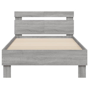 Giroletto Testiera-Struttura Letto Grigio Sonoma 100x200 cm Legno Multistrato 410828