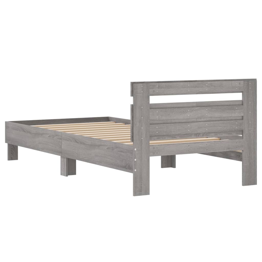 Giroletto Testiera-Struttura Letto Grigio Sonoma 100x200 cm Legno Multistrato 410828