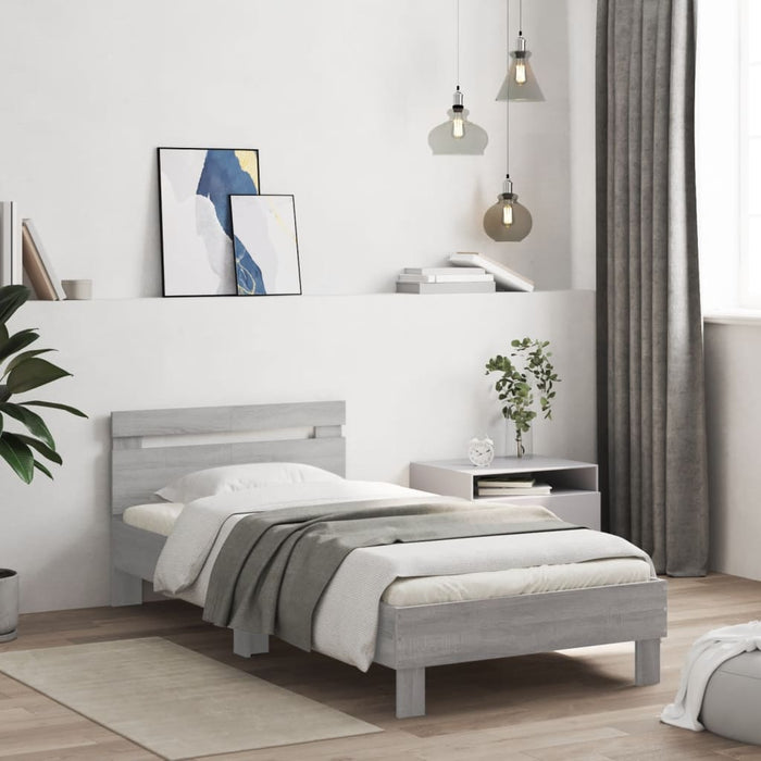 Giroletto Testiera-Struttura Letto Grigio Sonoma 100x200 cm Legno Multistrato 410828