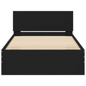 Giroletto con Testiera Nero 100x200 cm in Legno Multistrato 838618