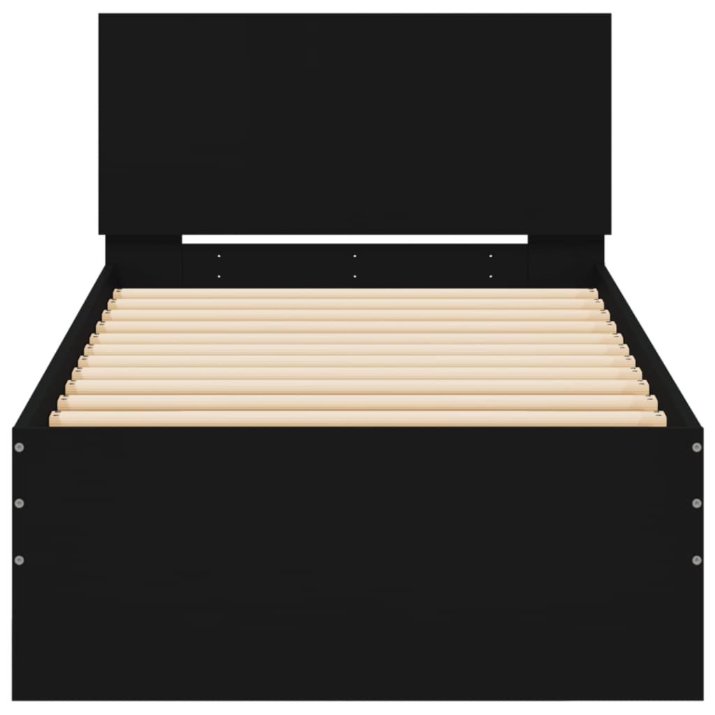 Giroletto con Testiera Nero 90x200 cm in Legno Multistrato 838625